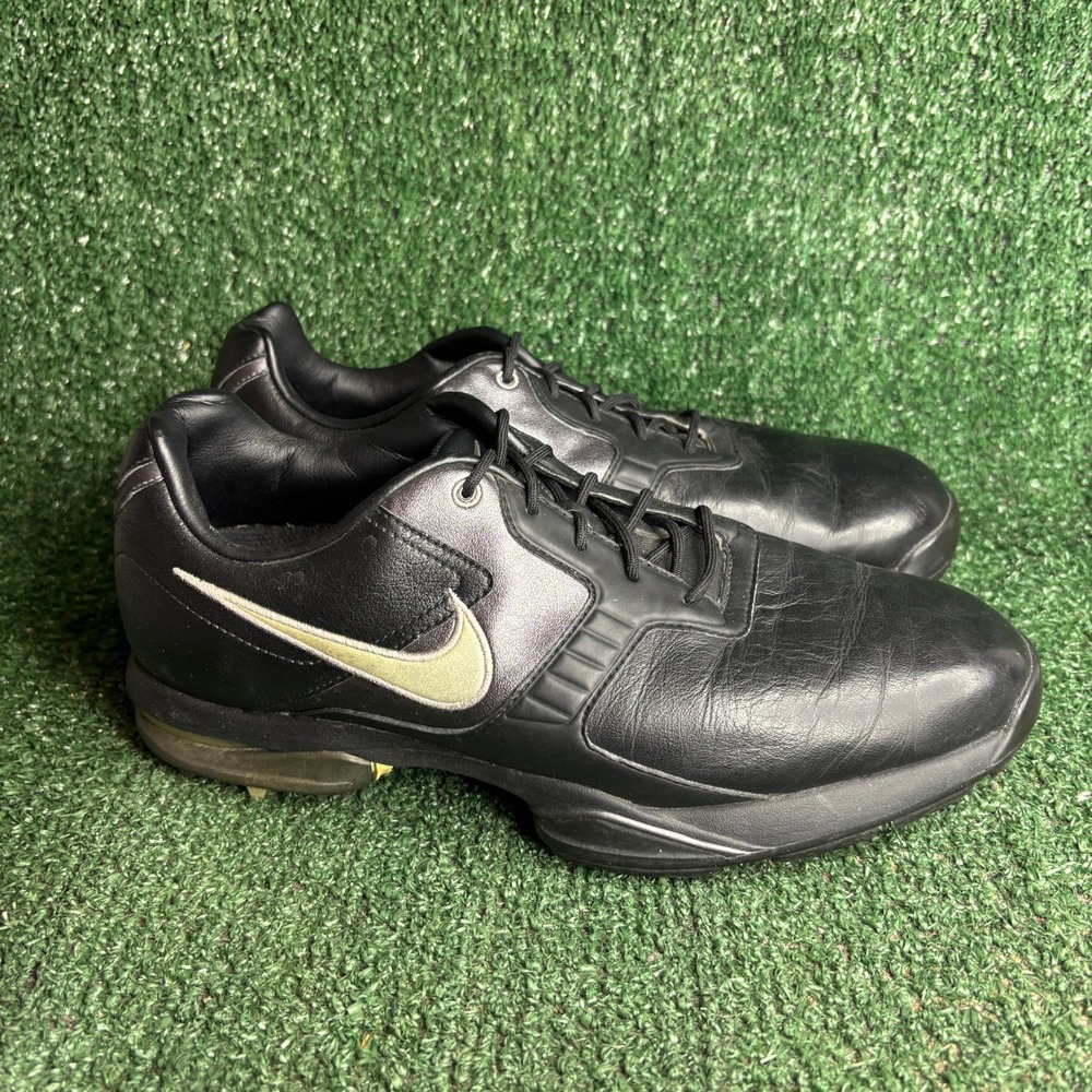 Nike Air Academy Spiked Leather Waterproof Athletic Golf Shoes Black Mens Size 8